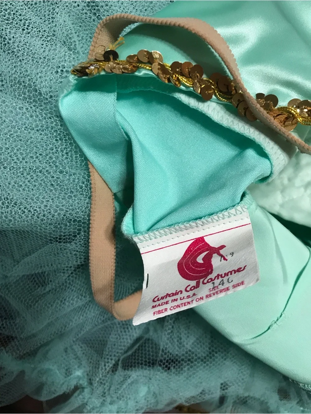 Curtain Call Girls Large Ballet Dance Tutu Mint Green Costume Leotard